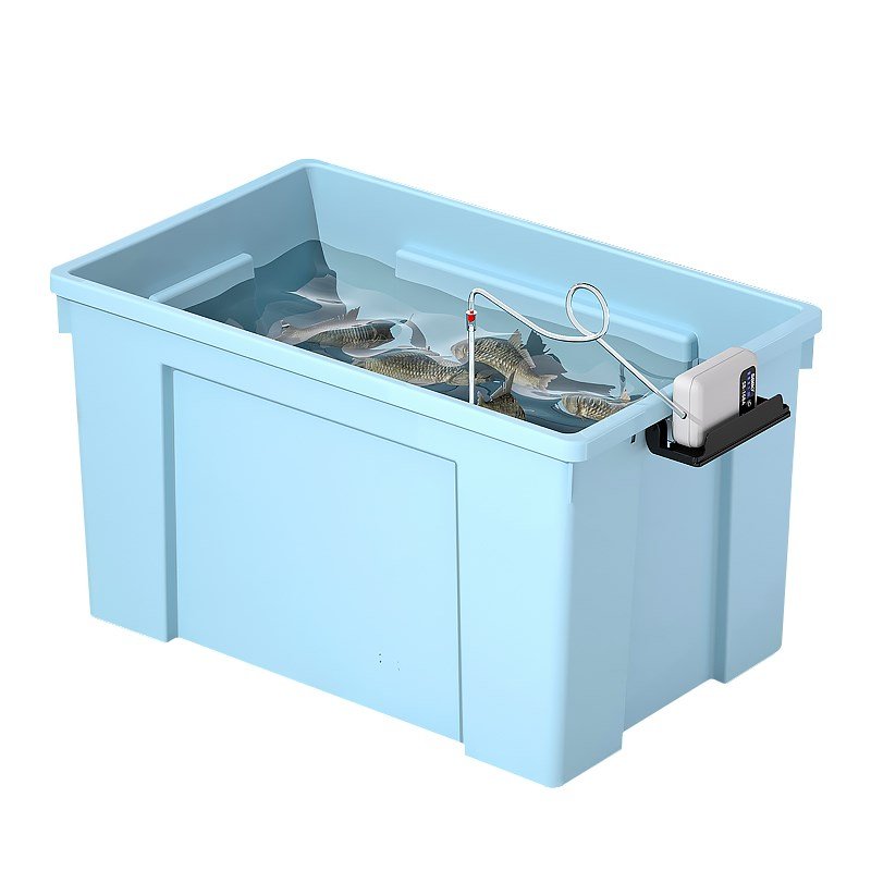 A new 2023 fish tank full of live fish drums, thick enough to sit on an aerobic pump and feed the bucket